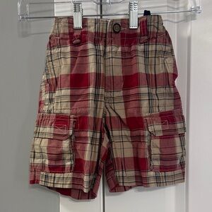 GAP Red and Cream Plaid Cargo Shorts - Kids